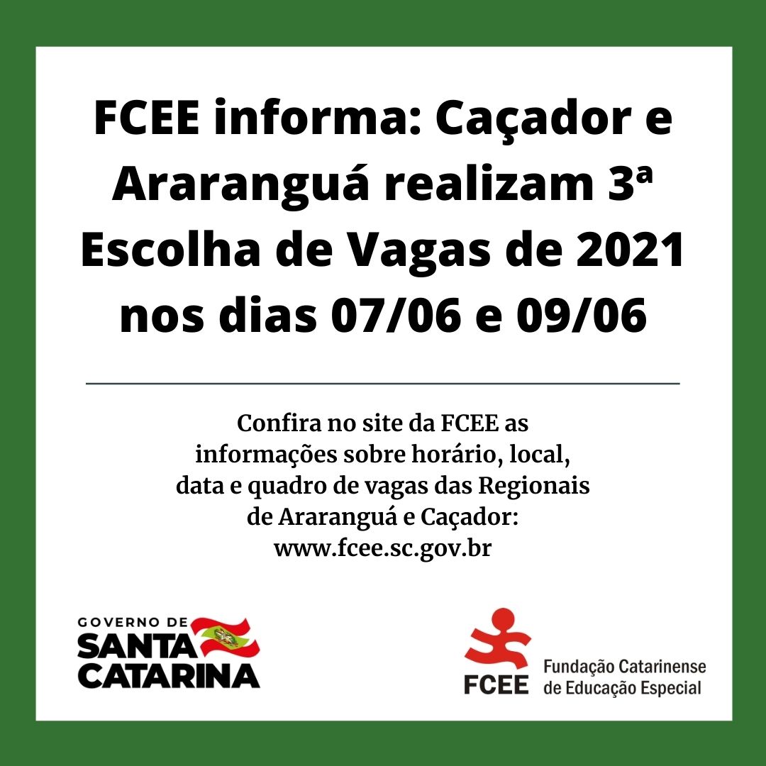 FCEE informa: escolha de vagas em Araranguá e Caçador