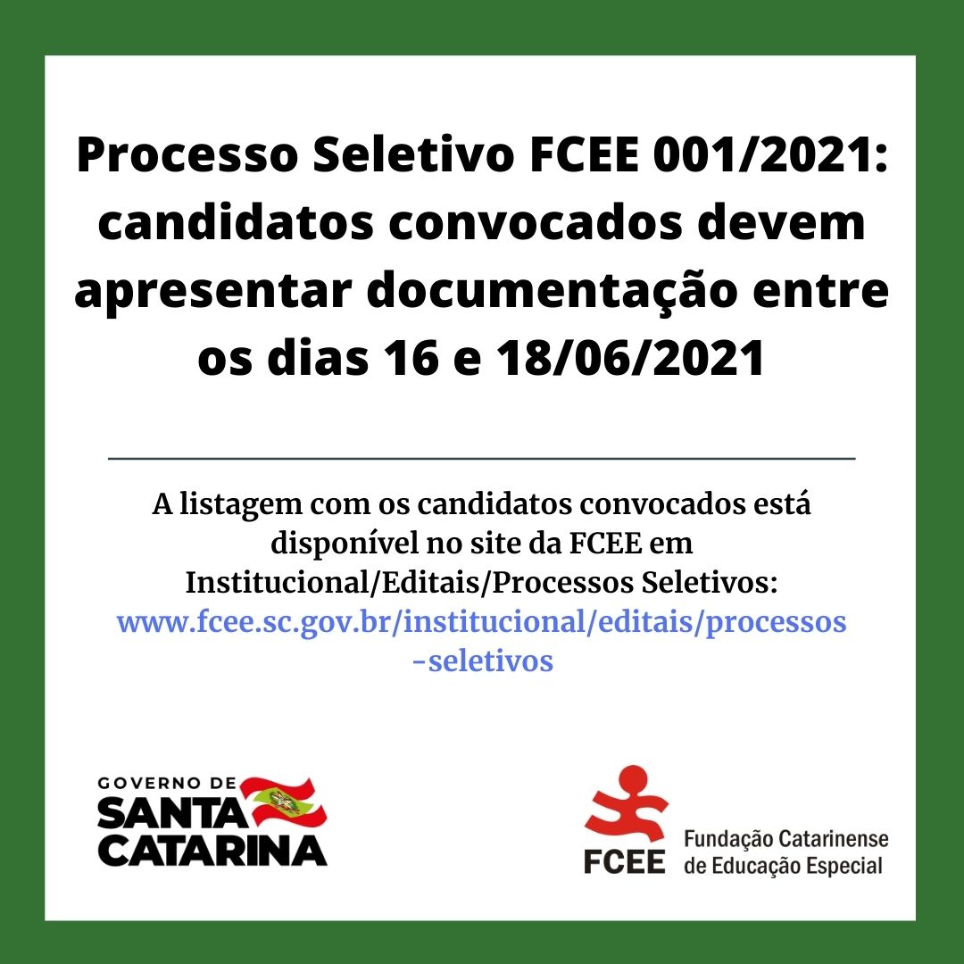 Imagem com texto: FCEE convoca candidatos aprovados processo seletivo 001 2021