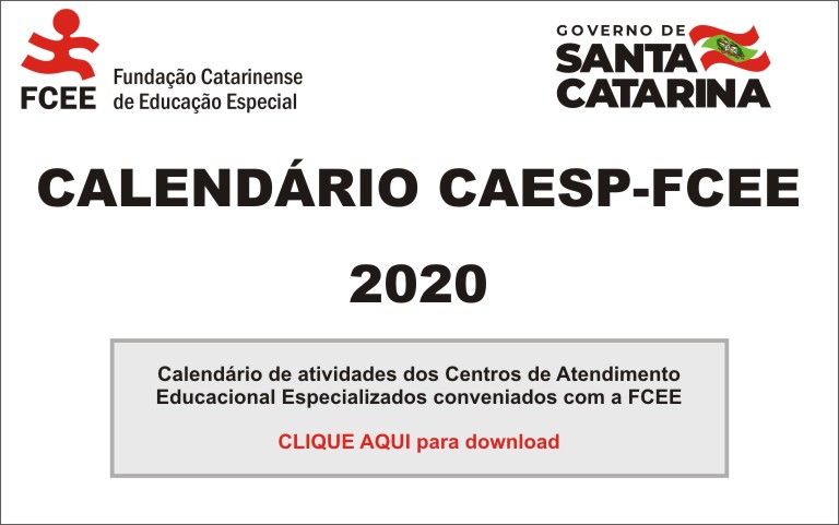 Calendário de Atividades dos Centros de Atendimento Educacional Especializado (CAESP) para o ano letivo de 2020 - clique na imagem